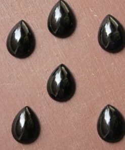 4x3mm Natural Black Onyx Smooth Pear Cabochon