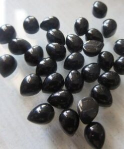 6x8mm Natural Black Onyx Smooth Pear Cabochon