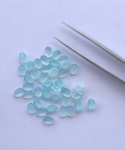 6x4mm Natural Aqua Chalcedony Oval Cabochon