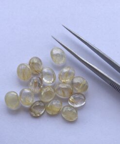 7x9mm Natural Golden Rutile Smooth Oval Cabochon