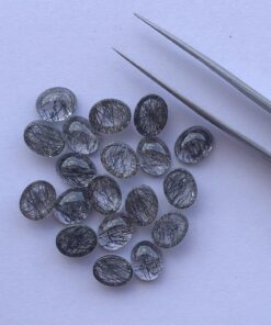 8x10mm Natural Black Rutile Smooth Oval Cabochon