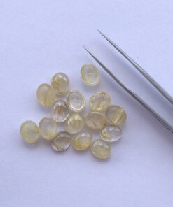 7x9mm Natural Golden Rutile Smooth Oval Cabochon