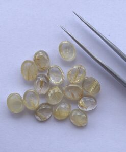 8x10mm Natural Golden Rutile Oval Cabochon