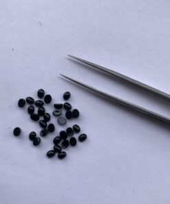 4x3mm Natural Black Onyx Smooth Oval Cabochon