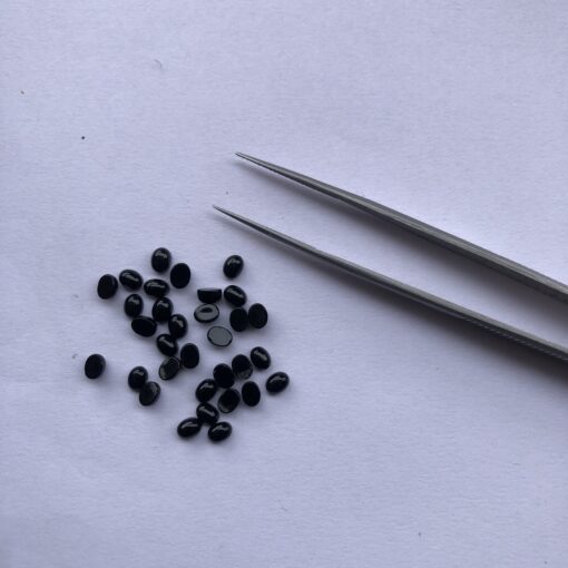 4x3mm Natural Black Onyx Smooth Oval Cabochon