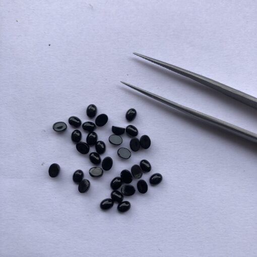 5x3mm Natural Black Onyx Smooth Oval Cabochon