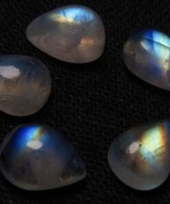 10x12mm Natural Rainbow Moonstone Pear Cabochon