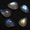 10x14mm Natural Rainbow Moonstone Pear Cabochon