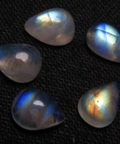 10x14mm Natural Rainbow Moonstone Pear Cabochon