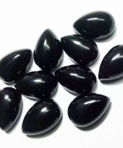 10x14mm Natural Black Onyx Smooth Pear Cabochon