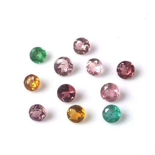 3mm Natural Multi Tourmaline Round Cut Gemstone