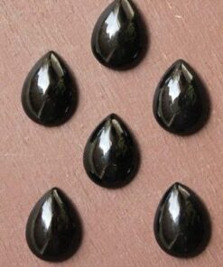 5x4mm Natural Black Onyx Smooth Pear Cabochon