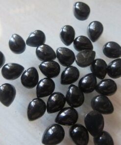 6x4mm Natural Black Onyx Smooth Pear Cabochon