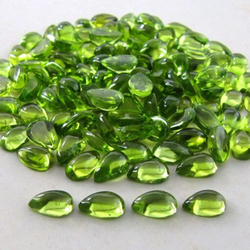 6x8mm Natural Peridot Smooth Pear Cabochon