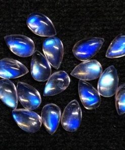 7x5mm Natural Rainbow Moonstone Smooth Pear Cabochon