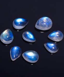 7x9mm Natural Rainbow Moonstone Smooth Pear Cabochon