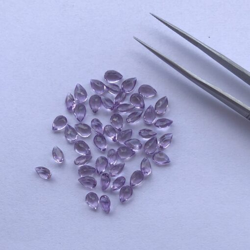 6x4mm Natural Amethyst Pear Cut Gemstone