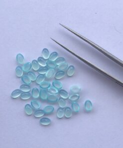 6x8mm Natural Aqua Chalcedony Oval Cabochon