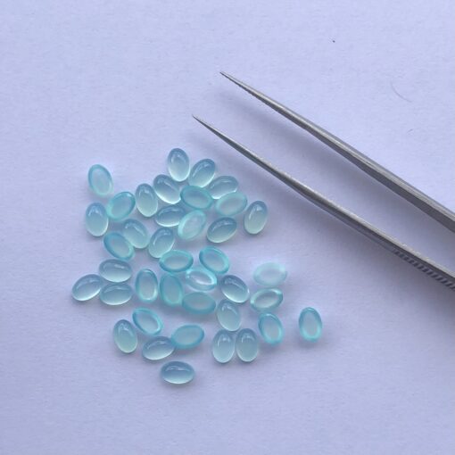 6x8mm Natural Aqua Chalcedony Oval Cabochon