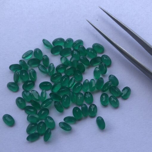 5x3mm Natural Green Onyx Oval Cut Gemstone