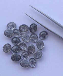 7x9mm Natural Black Rutile Smooth Oval Cabochon