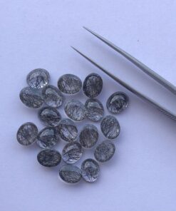 6x8mm Natural Black Rutile Smooth Oval Cabochon