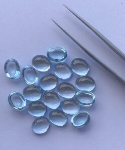 6x8mm Natural Sky Blue Topaz Oval Cabochon