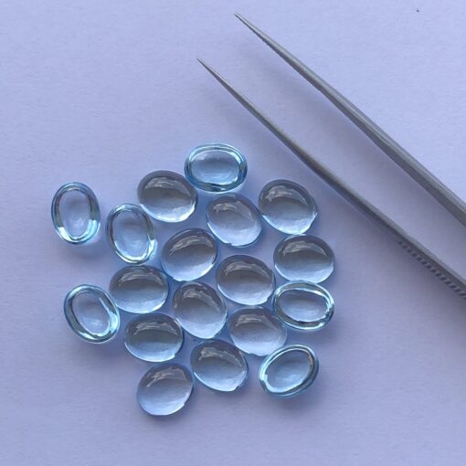 6x8mm Natural Sky Blue Topaz Oval Cabochon