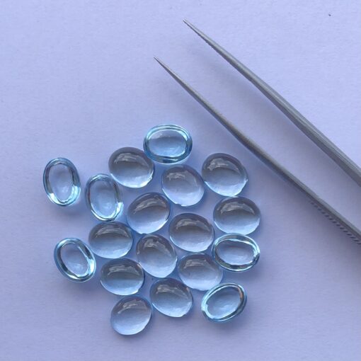 6x8mm Natural Sky Blue Topaz Oval Cabochon