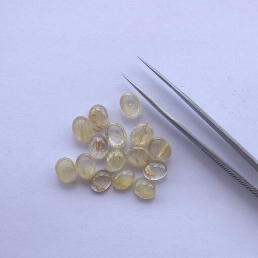 6x8mm Natural Golden Rutile Smooth Oval Cabochon