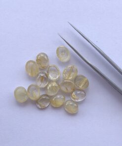 6x8mm Natural Golden Rutile Smooth Oval Cabochon