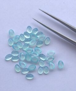 6x8mm Natural Aqua Chalcedony Oval Cabochon