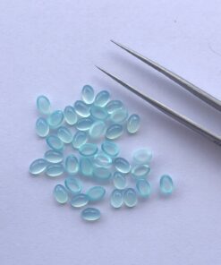 6x4mm Natural Aqua Chalcedony Oval Cabochon