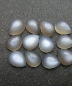 12x10mm Natural Gray Moonstone Smooth Pear Cabochon