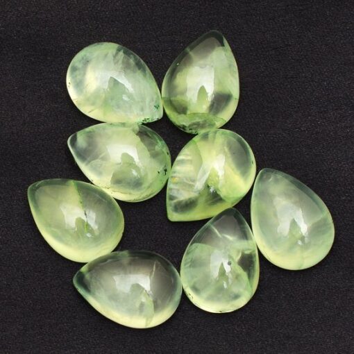 14x10mm Natural Prehnite Smooth Pear Cabochon