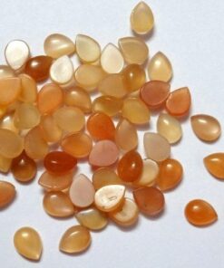 3x4mm Natural Peach Moonstone Smooth Pear Cabochon