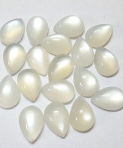 8x6mm Natural White Moonstone Smooth Pear Cabochon