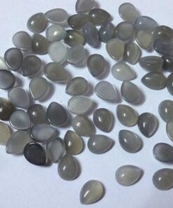 5x7mm Natural Gray Moonstone Smooth Pear Cabochon