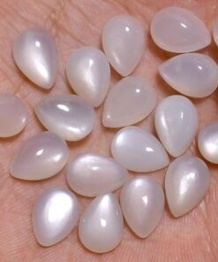 5x7mm Natural White Moonstone Smooth Pear Cabochon