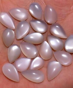 9x7mm Natural White Moonstone Smooth Pear Cabochon