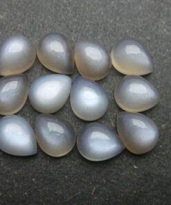 10x8mm Natural Gray Moonstone Smooth Pear Cabochon