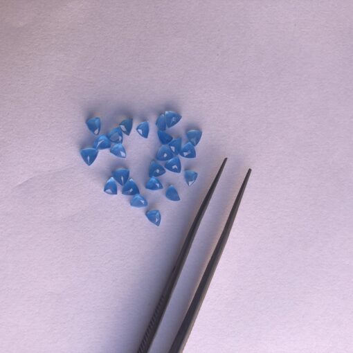 4mm blue chalcedony trillion cut