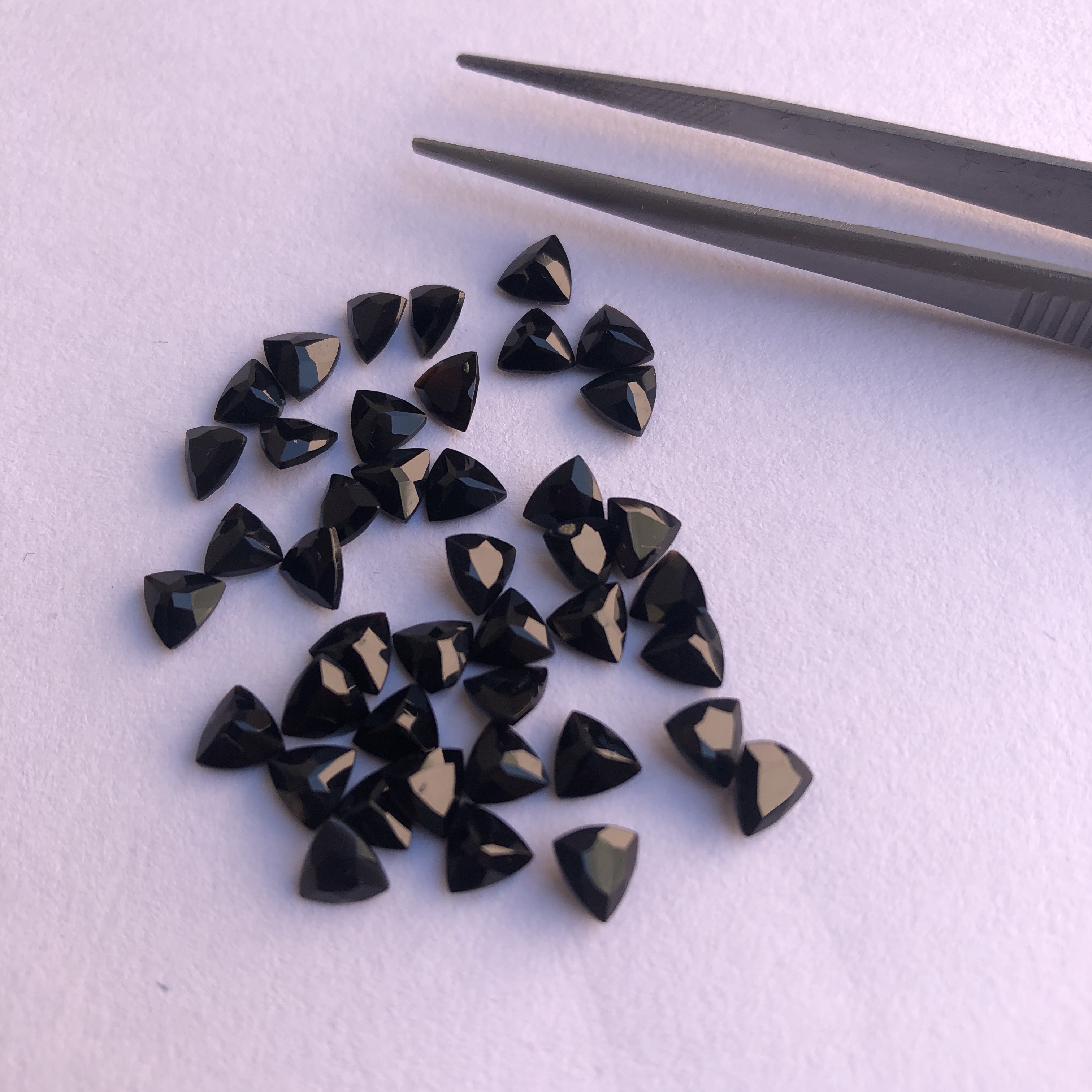 7mm Natural Black Spinel Trillion Cut Gemstone | Get FREE SHIPPING