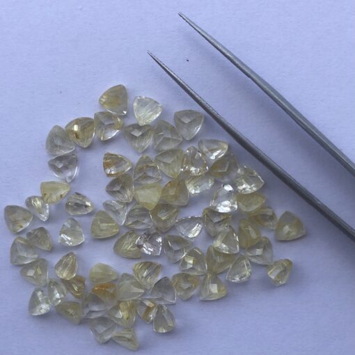 8mm Natural Golden Rutile Trillion Cut Gemstone