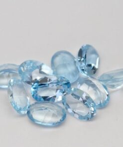 14x10mm Natural Sky Blue Topaz Faceted Oval Cut Gemstone