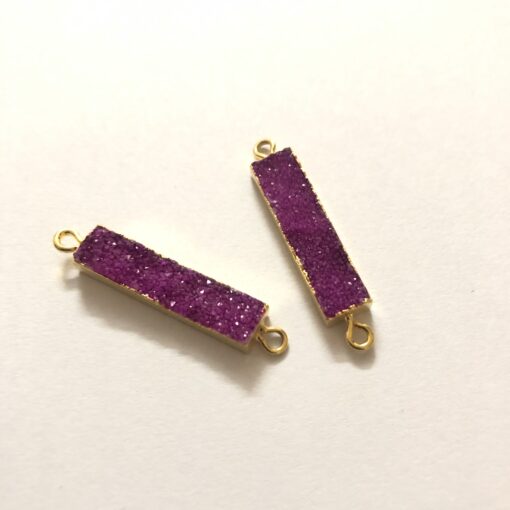 10x40mm dark pink druzy rectangle