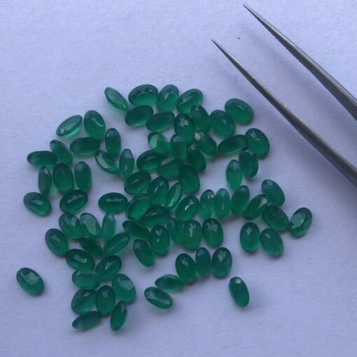 4x6mm Natural Green Onyx Oval Cut Gemstone