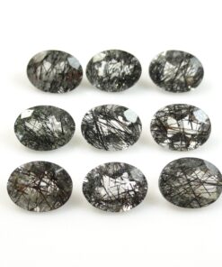 8x6mm Natural Black Rutile Faceted Oval Cut Gemstone