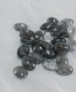 5x7mm Natural Black Rutile Faceted Oval Cut Gemstone
