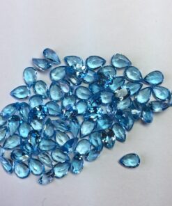 5x7mm Natural Swiss Blue Topaz Faceted Pear Cut Gemstone